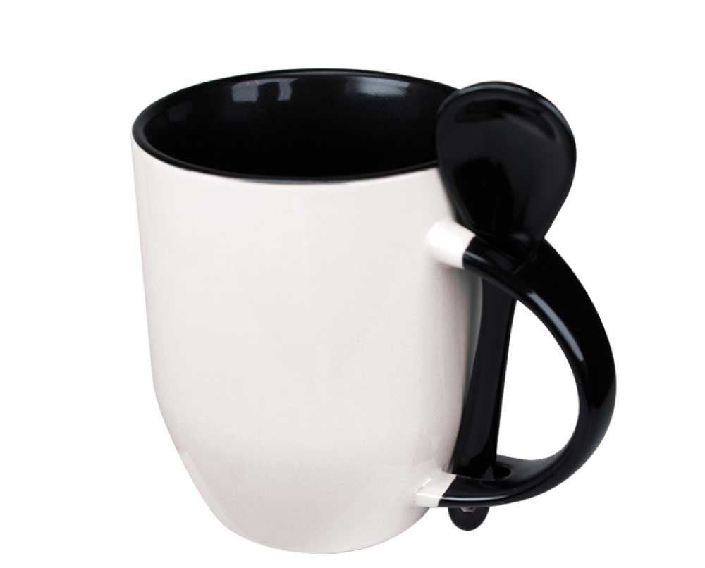 Custom Two-Tone Ceramic Mugs Dubai | 325ml Mug with Spoon UAE | Branded Corporate Gifts - Novelty