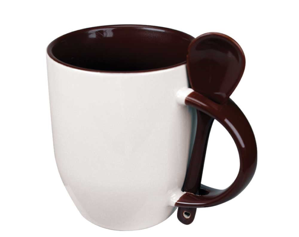 Custom Two-Tone Ceramic Mugs Dubai | 325ml Mug with Spoon UAE | Branded Corporate Gifts - Novelty