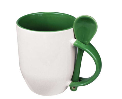 Custom Two-Tone Ceramic Mugs Dubai | 325ml Mug with Spoon UAE | Branded Corporate Gifts - Novelty