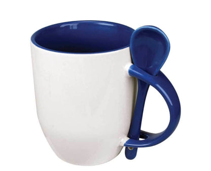 Custom Two-Tone Ceramic Mugs Dubai | 325ml Mug with Spoon UAE | Branded Corporate Gifts - Novelty