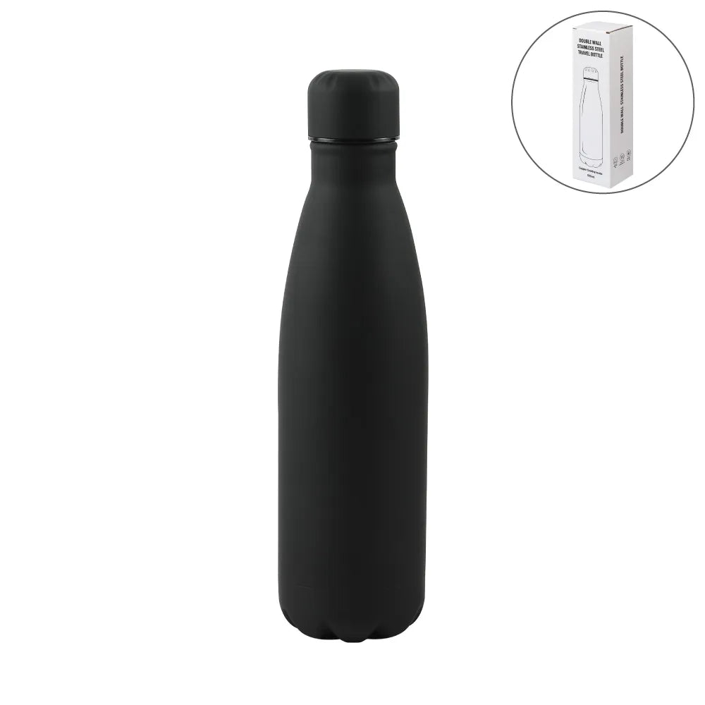 Premium Soft Touch Black Cola Bottles in Stainless Steel, 500ml - Novelty