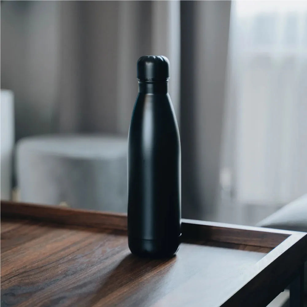 Premium Soft Touch Black Cola Bottles in Stainless Steel, 500ml - Novelty