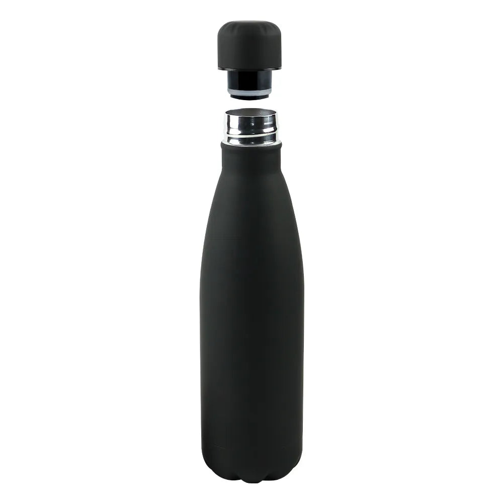 Premium Soft Touch Black Cola Bottles in Stainless Steel, 500ml - Novelty
