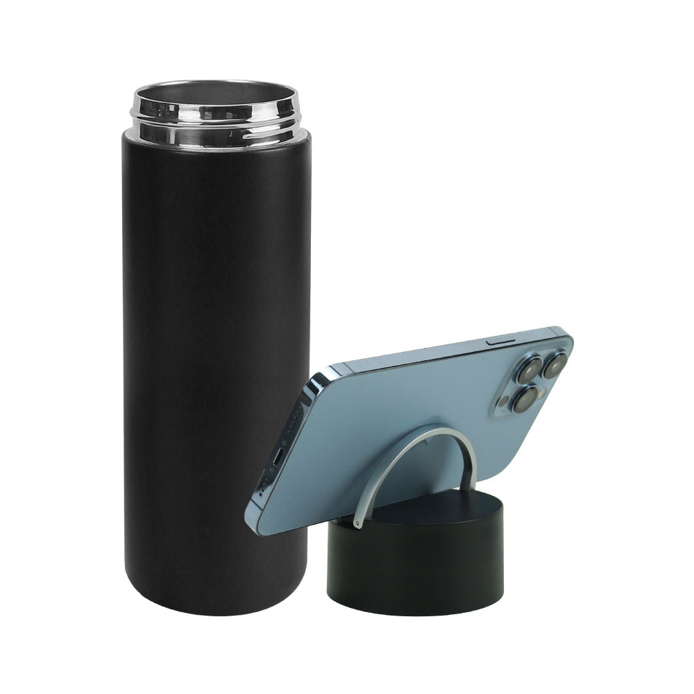 Double Wall SS Bottles, Twist-off Lid with Phone Holder 600ml - Novelty