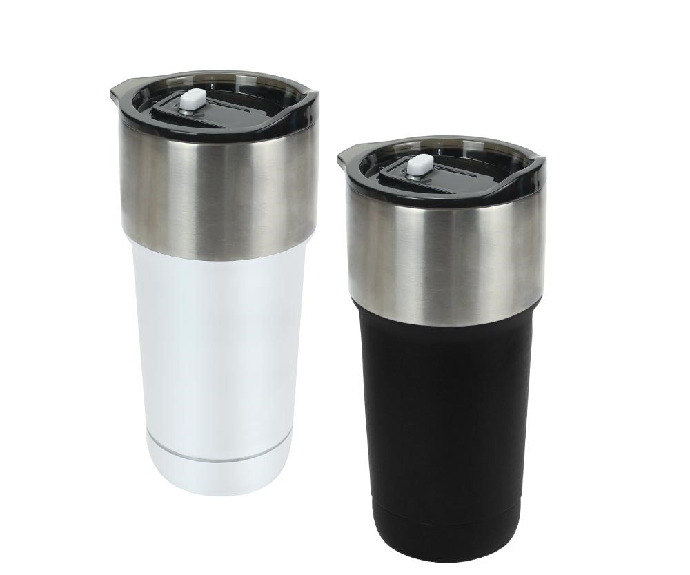 Double Wall SS Tumblers with Slide-Lock PP Lid 591ml - Novelty