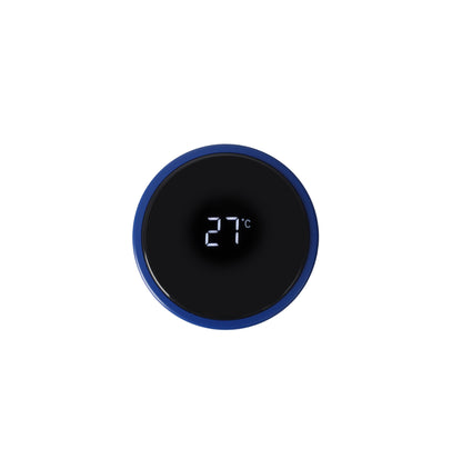 Top view of digital temperature display on Double Wall Thermometer Bottle 500ml showing 27 degrees Celsius