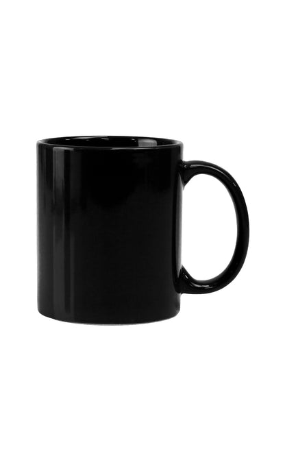 Full Colour Mug-Glossy solid black ceramic mug with a smooth glossy finish and a classic curved handle design