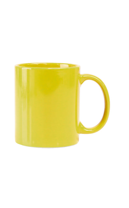 Bright yellow ceramic Full Colour Mug-Glossy with a smooth finish and a classic handle design on white background