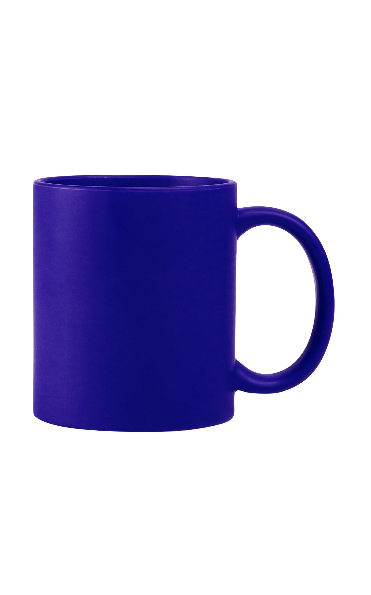 Full Colour Mug-Matte in vibrant blue with smooth matte finish and classic rounded handle for comfortable grip.