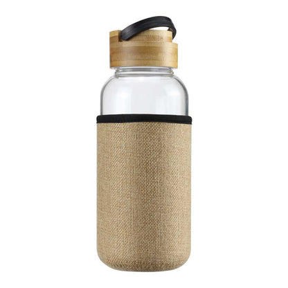 Glass Bottles with Bamboo Lid and Eco Sleeve, 1 liter - Novelty