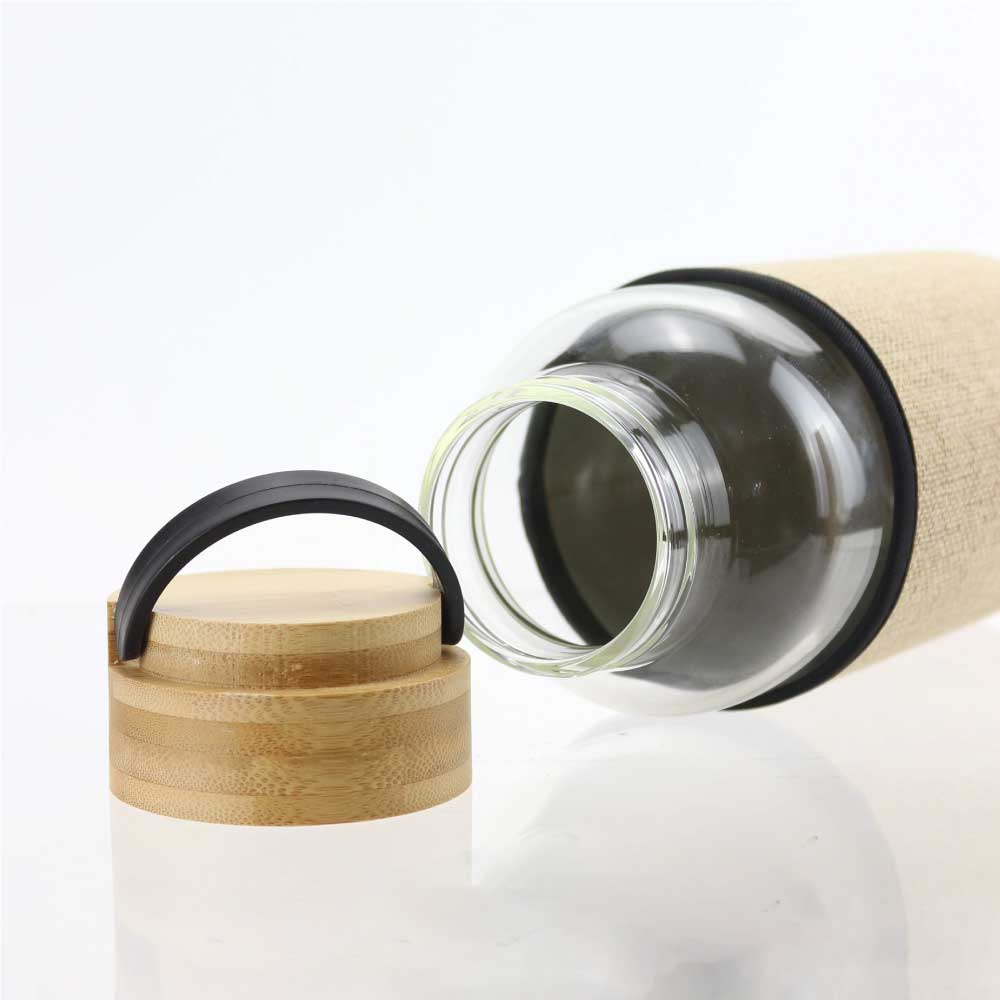 Glass Bottles with Bamboo Lid and Eco Sleeve, 1 liter - Novelty