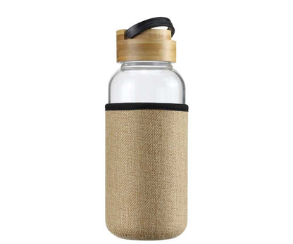 Glass Bottles with Bamboo Lid and Eco Sleeve, 1 liter - Novelty