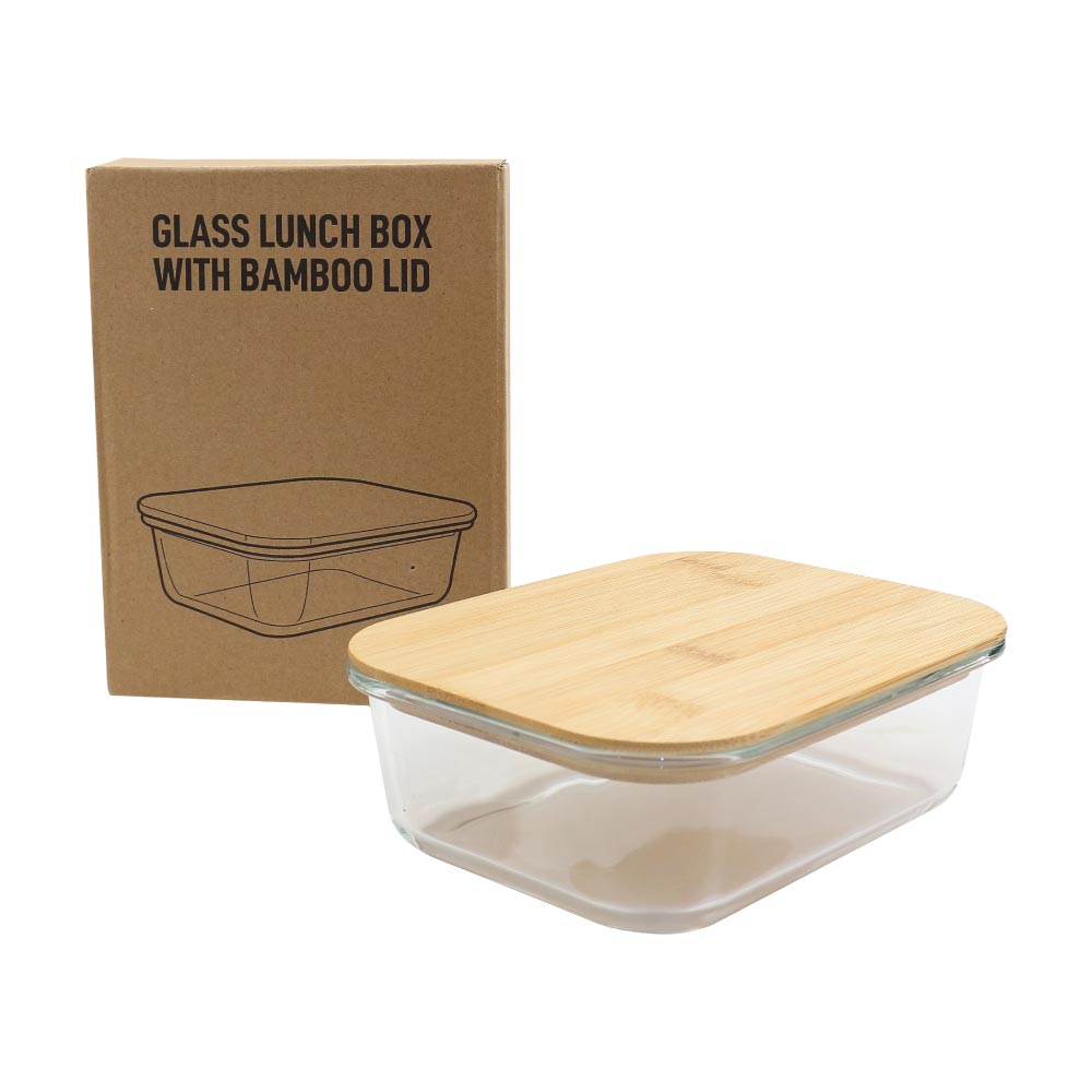 Custom Glass Lunch Box Dubai | Bamboo Lid Eco Lunch Box UAE | Branded Corporate Gifts - Novelty