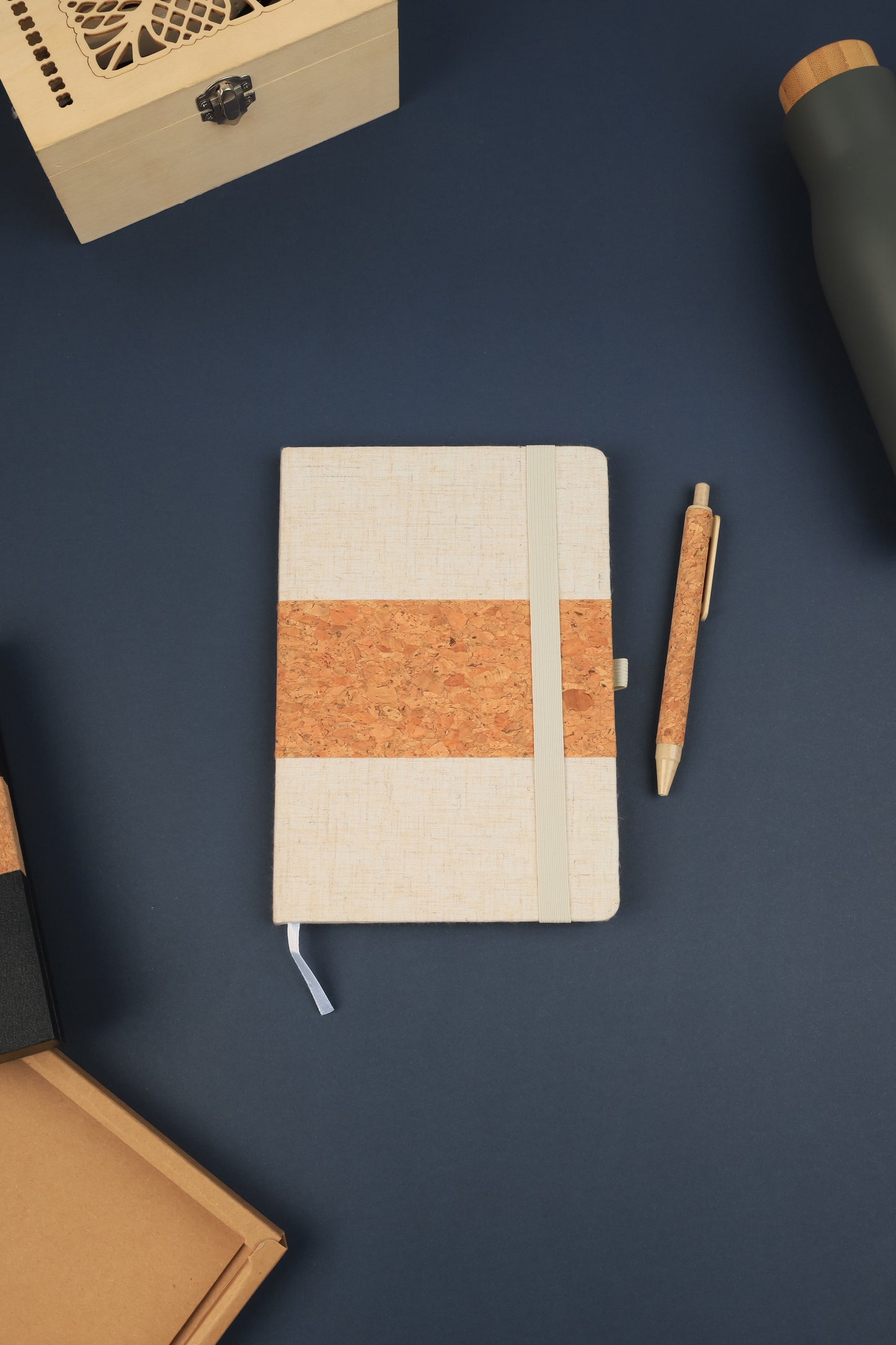 Cork+RPET Notebook and Bamboo Pen Set - Novelty
