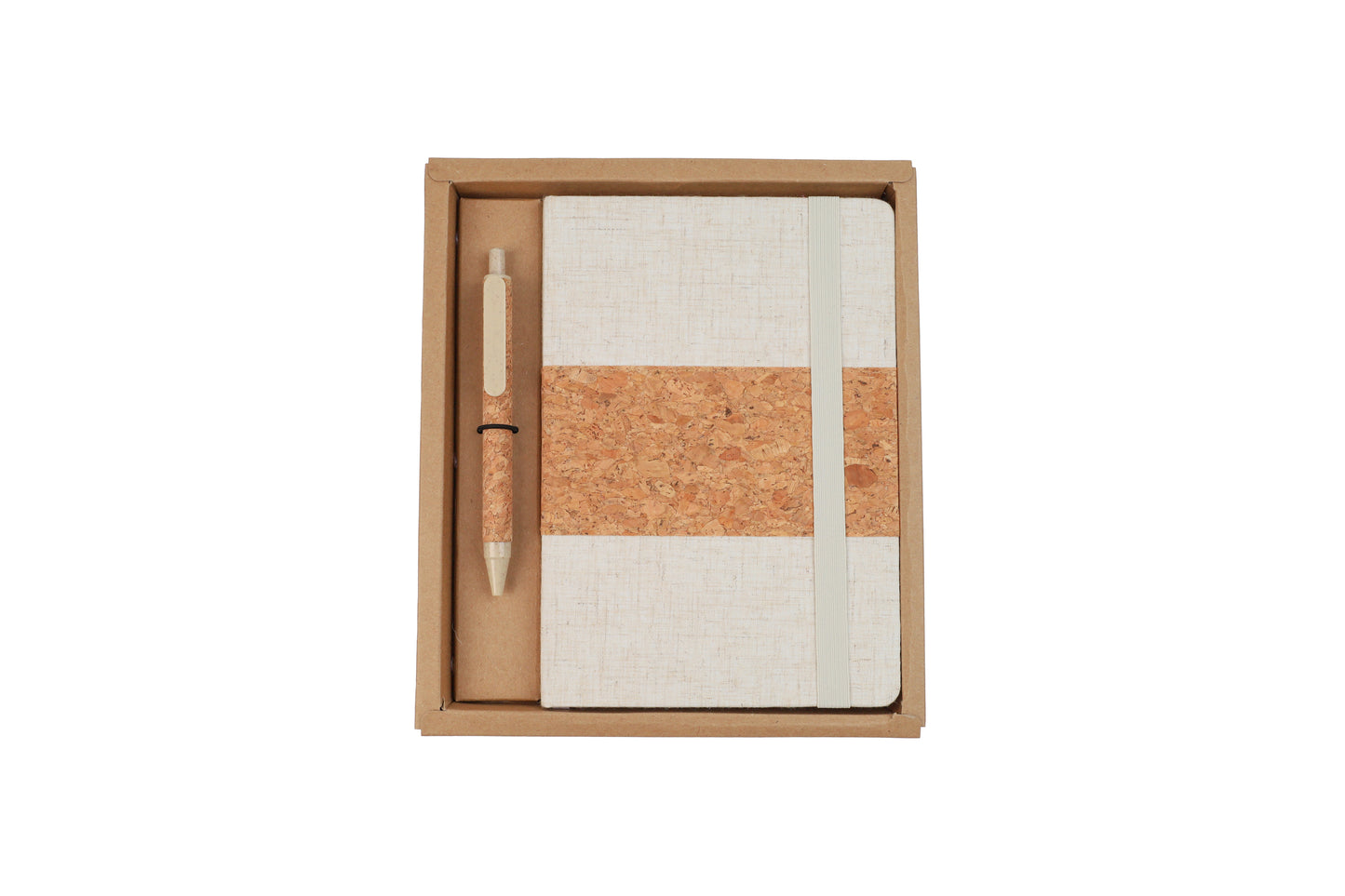 Cork+RPET Notebook and Bamboo Pen Set - Novelty