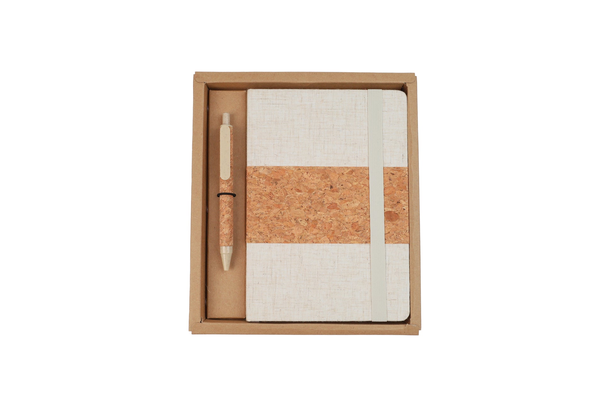 Cork+RPET Notebook and Bamboo Pen Set - Novelty