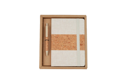 Cork+RPET Notebook and Bamboo Pen Set - Novelty