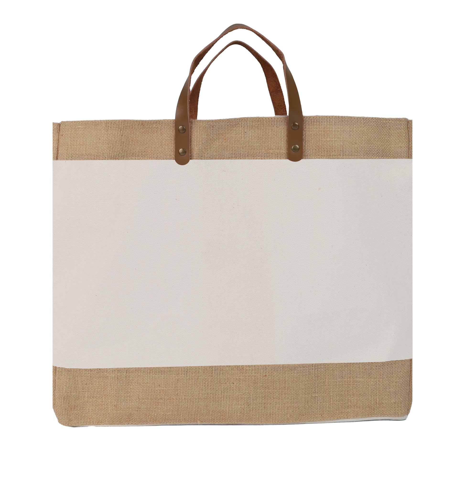 Jute and Juco Bag with Leather Handle - Novelty