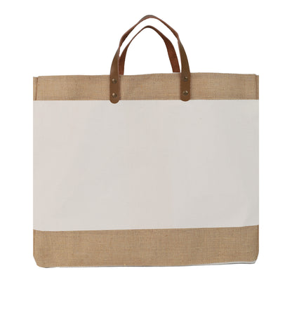 Jute and Juco Bag with Leather Handle - Novelty
