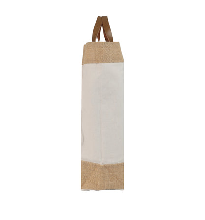 Jute and Juco Bag with Leather Handle - Novelty