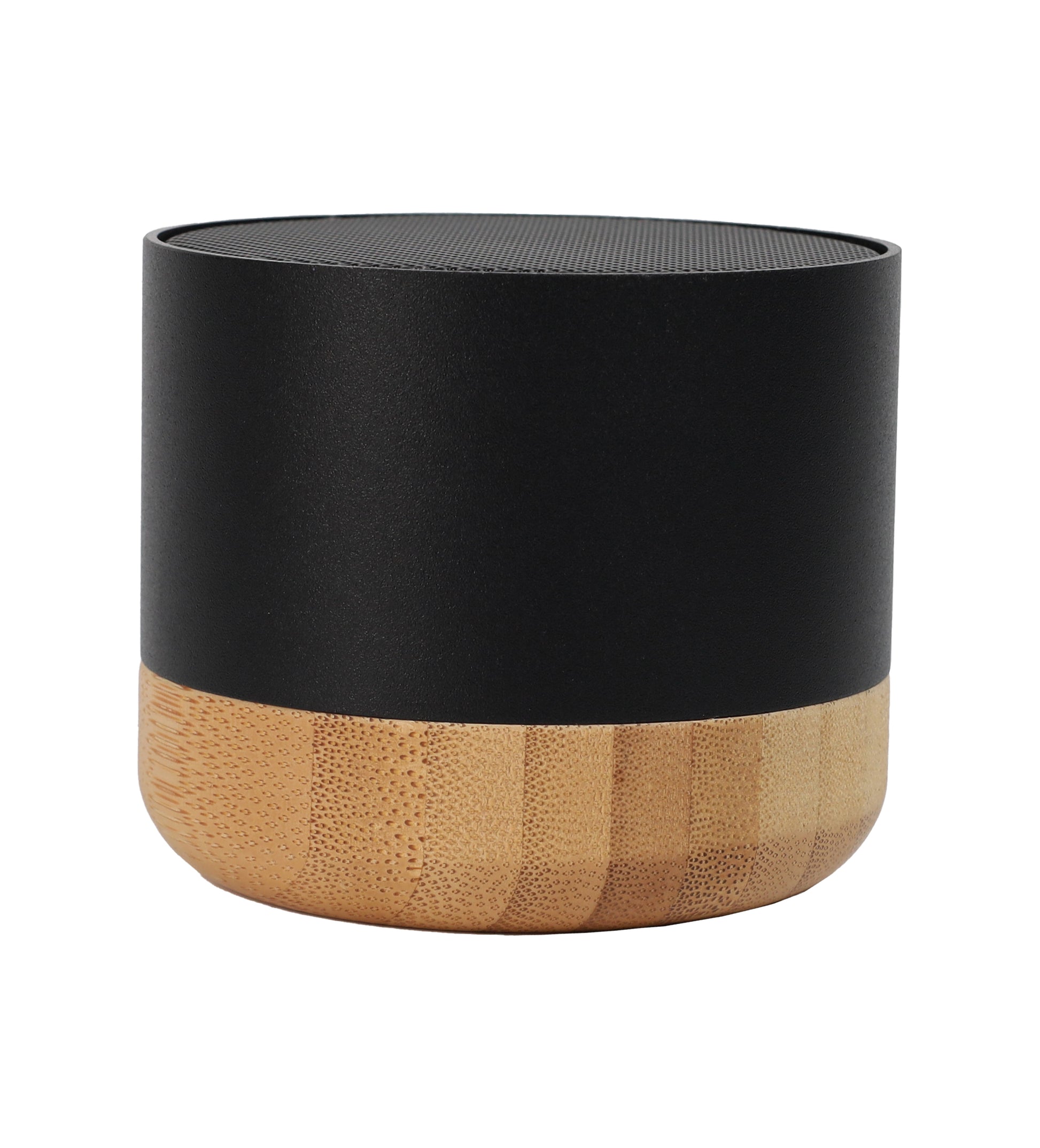 Compact modern black and bamboo wireless Bluetooth audio device for home or office use Bamboo Speaker