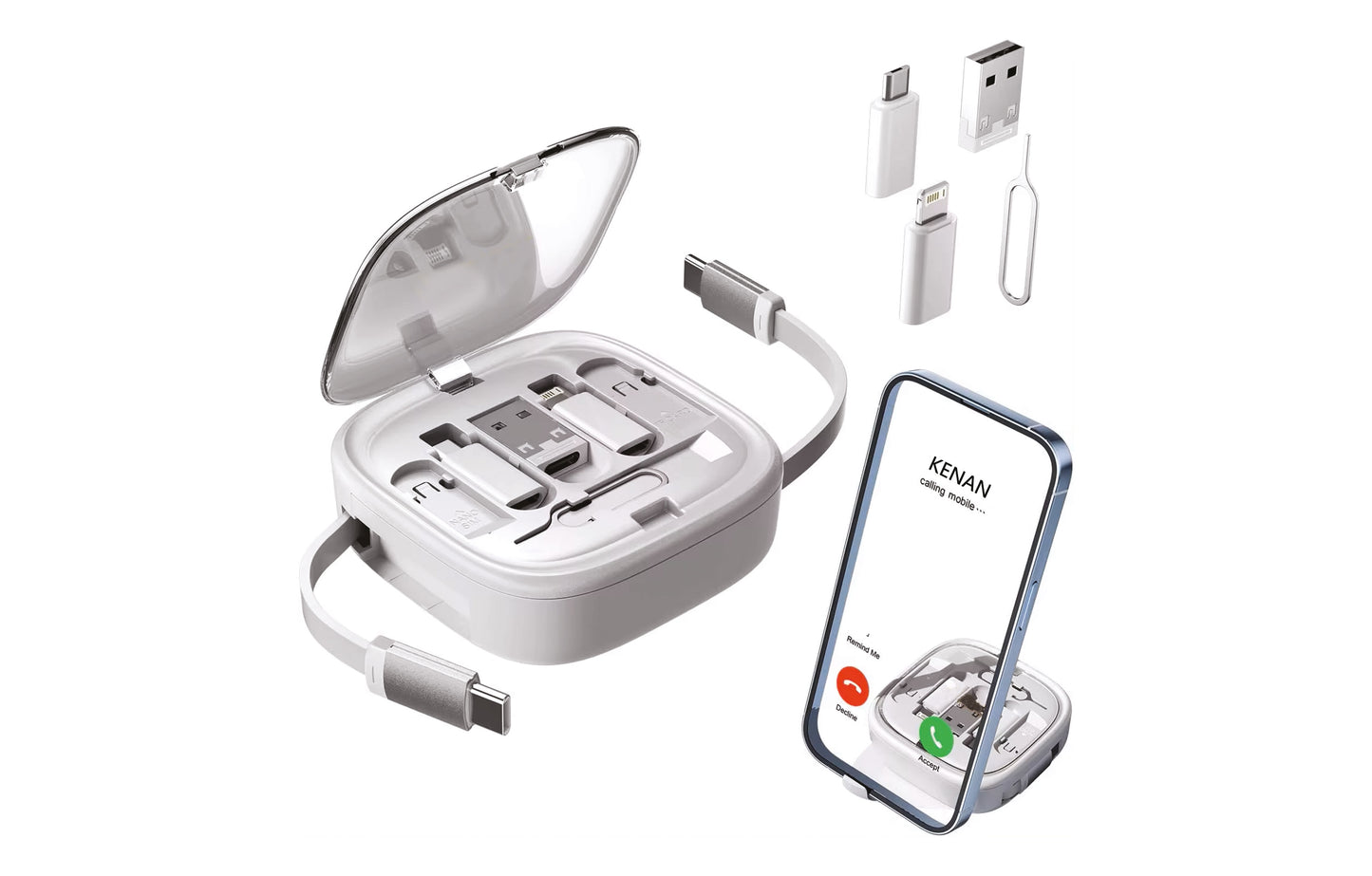 Multi USB Adapter Retractable Charging Cable Kit - Novelty