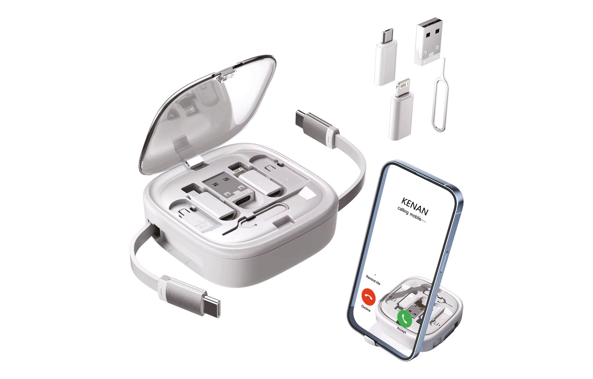 Multi USB Adapter Retractable Charging Cable Kit - Novelty