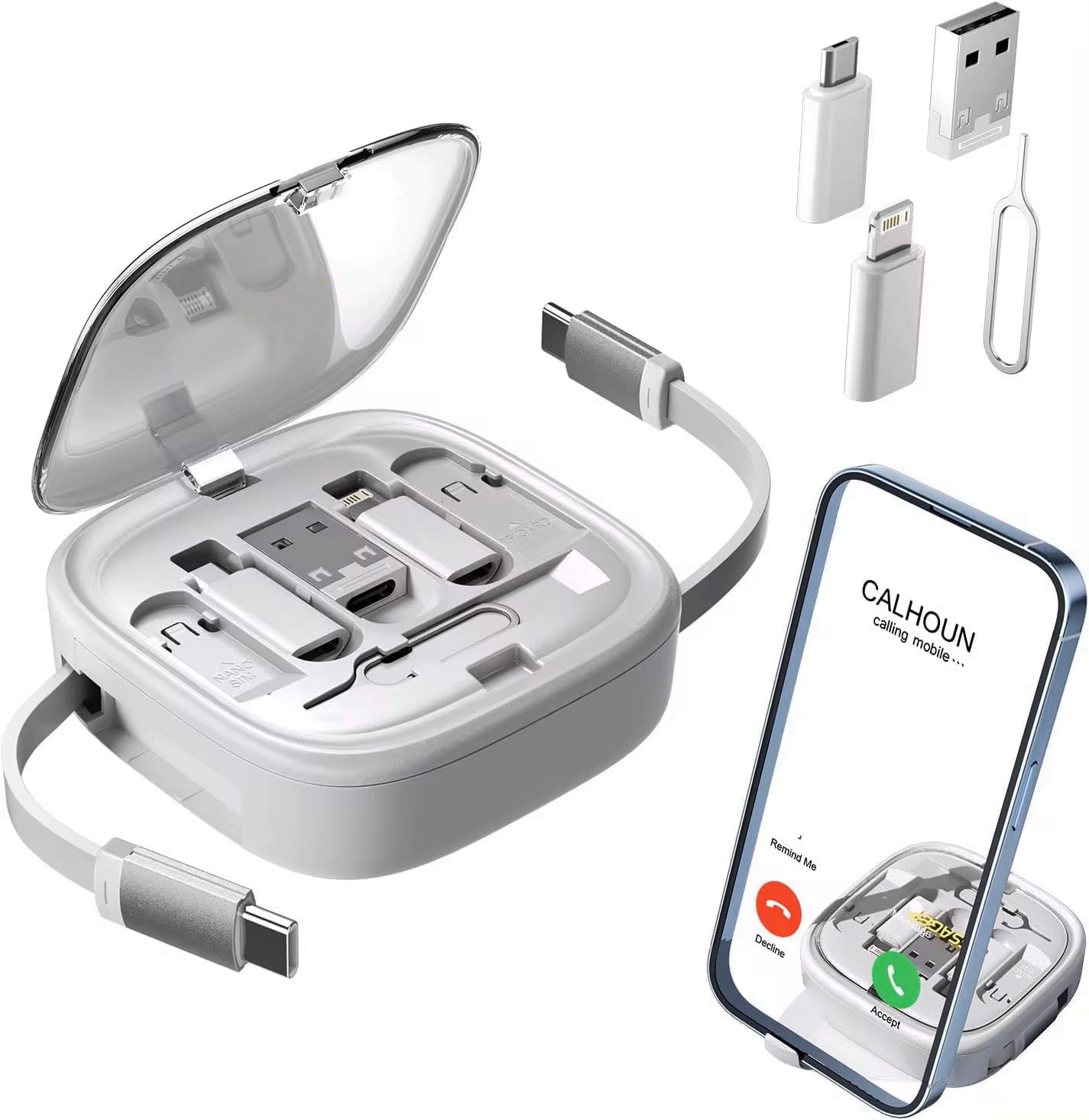 Multi USB Adapter Retractable Charging Cable Kit - Novelty