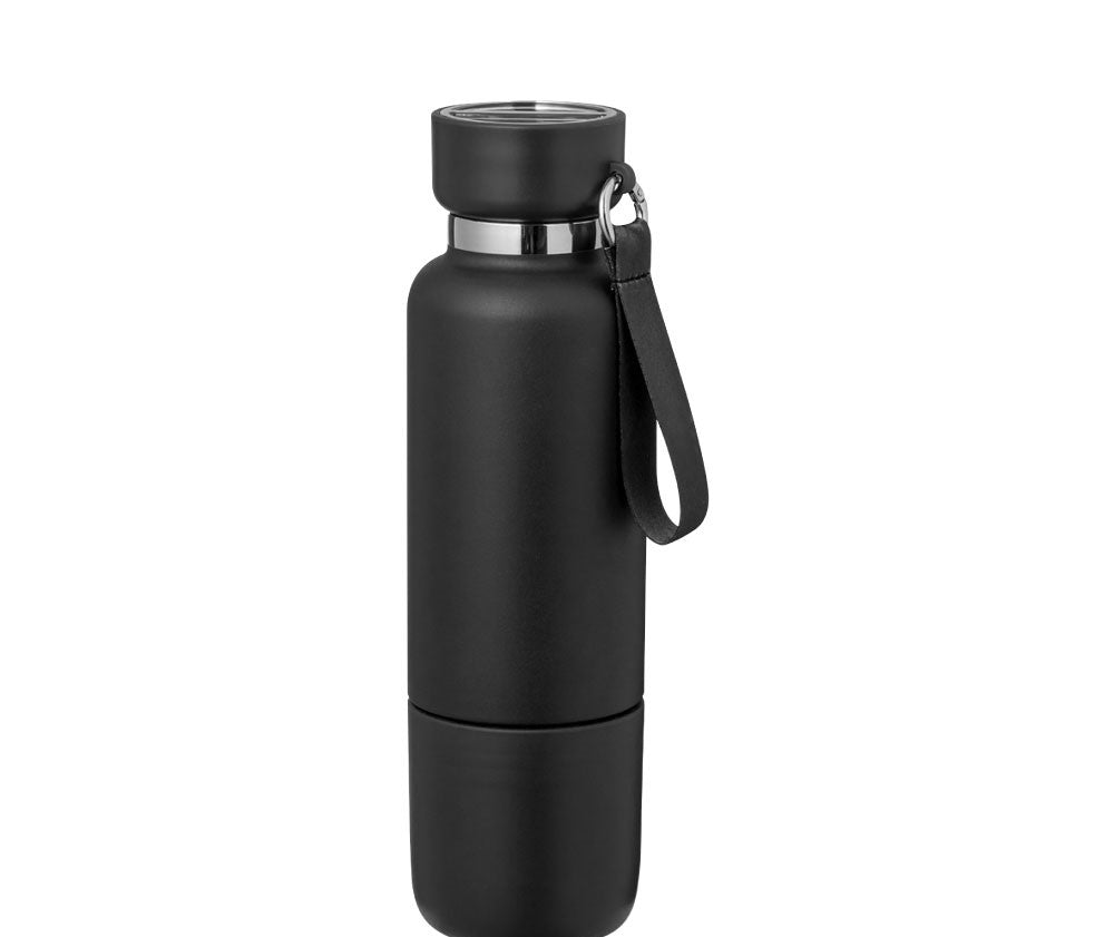 Multi-function SS Bottles, Double Wall, Base Cup, Lanyard, 500ml - Novelty
