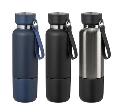 Multi-function SS Bottles, Double Wall, Base Cup, Lanyard, 500ml - Novelty