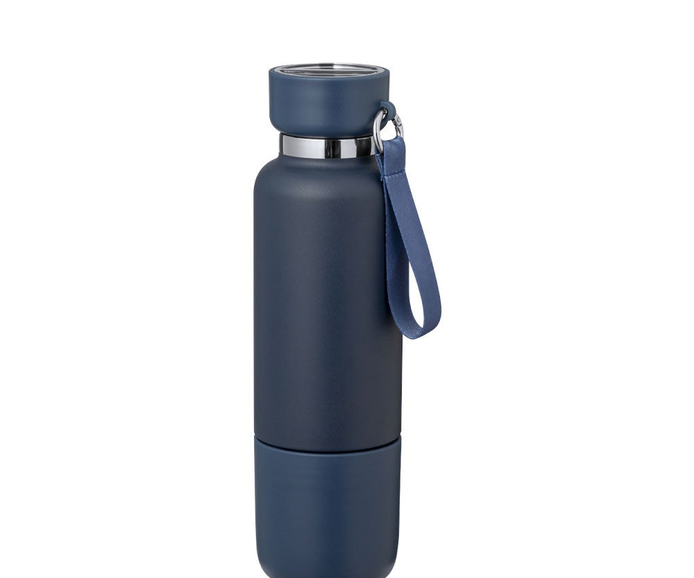 Multi-function SS Bottles, Double Wall, Base Cup, Lanyard, 500ml - Novelty