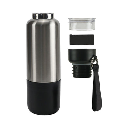 Multi-function SS Bottles, Double Wall, Base Cup, Lanyard, 500ml - Novelty