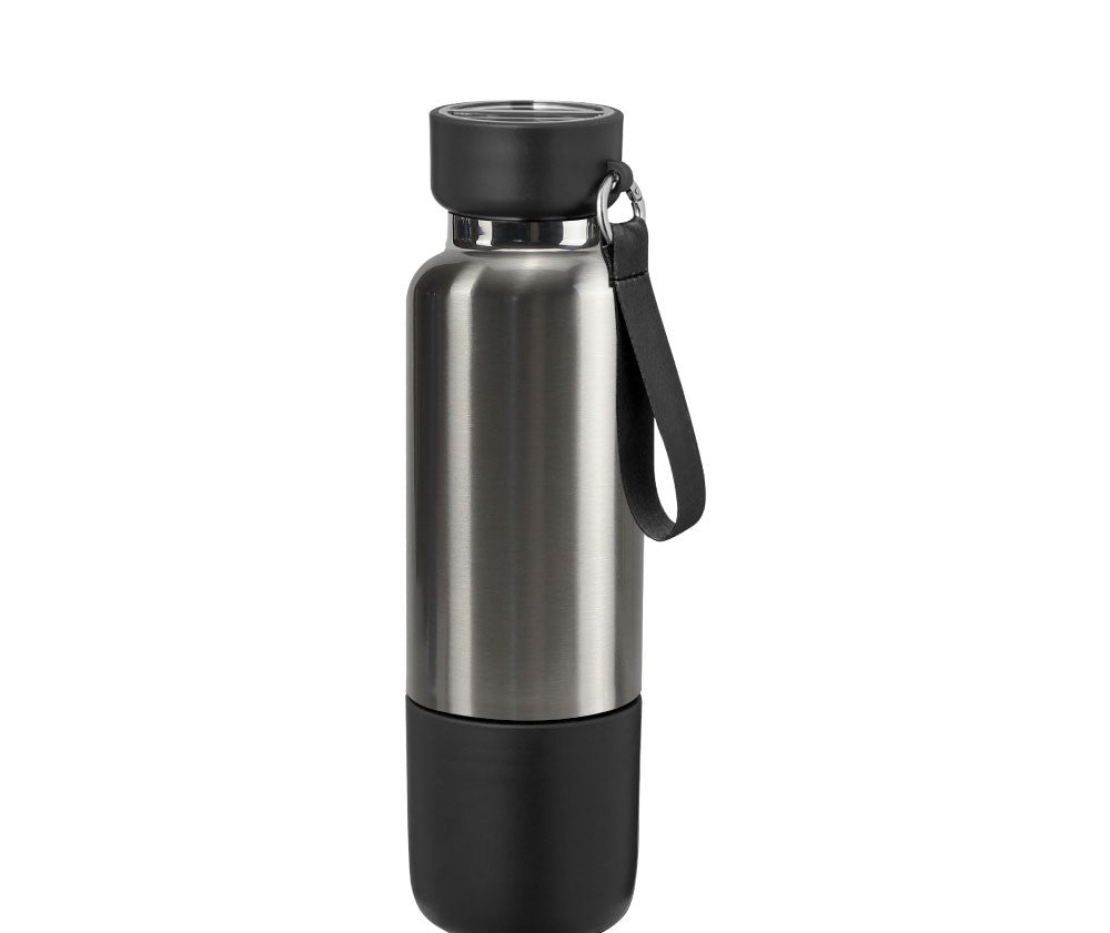 Multi-function SS Bottles, Double Wall, Base Cup, Lanyard, 500ml - Novelty