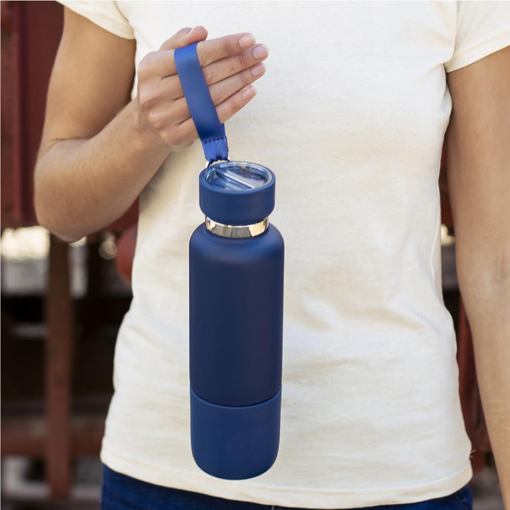 Multi-function SS Bottles, Double Wall, Base Cup, Lanyard, 500ml - Novelty
