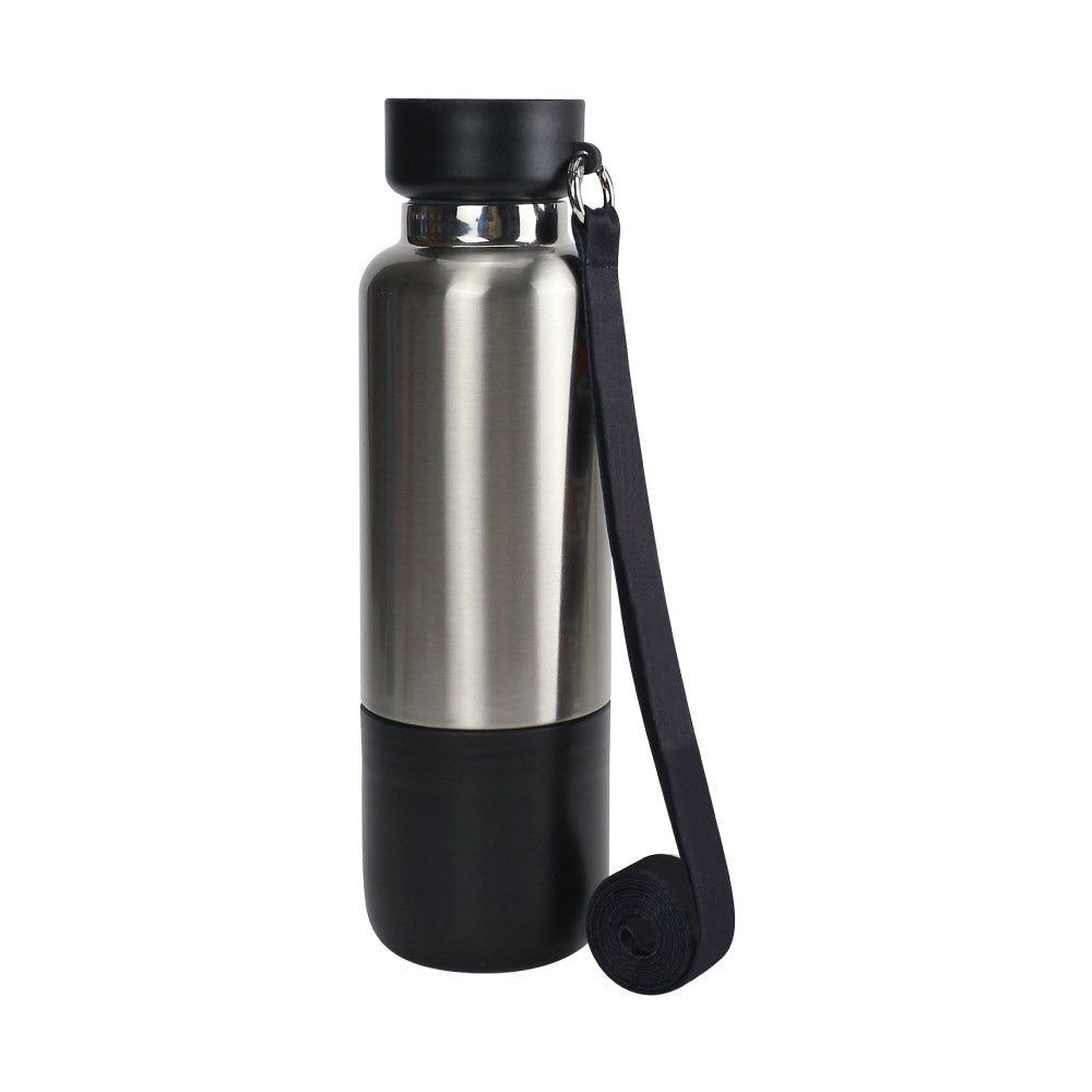 Multi-function SS Bottles, Double Wall, Base Cup, Lanyard, 500ml - Novelty