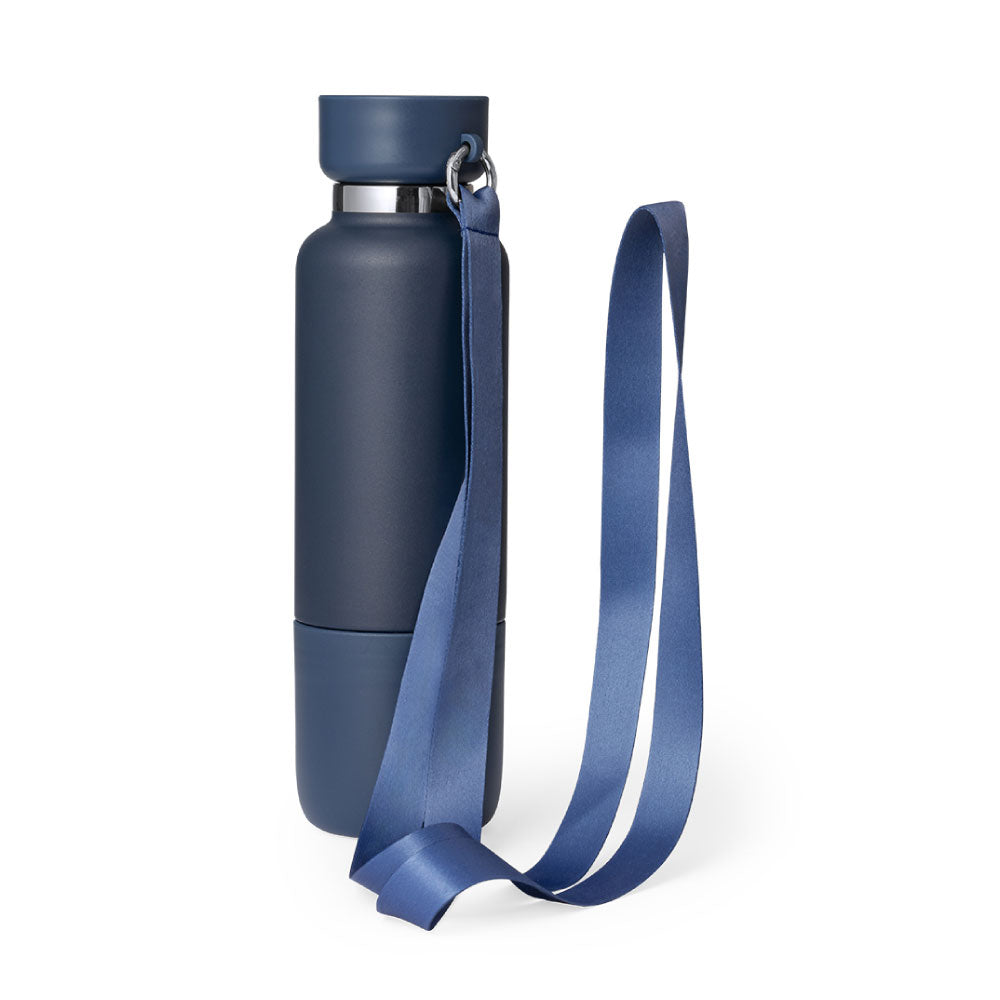 Multi-function SS Bottles, Double Wall, Base Cup, Lanyard, 500ml - Novelty