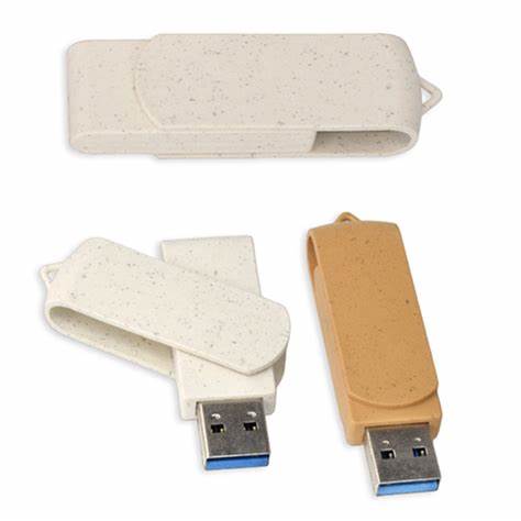 WHEAT STRAW SWIVEL USB FLASH DRIVE - Novelty