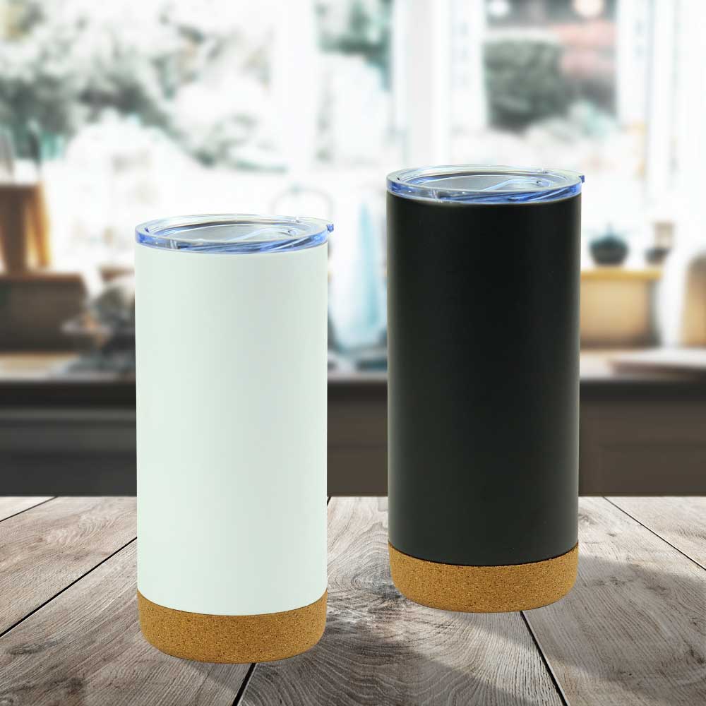 Travel Tumbler with Cork Base 450ml Stainless Steel - Novelty