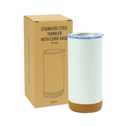 Travel Tumbler with Cork Base 450ml Stainless Steel - Novelty