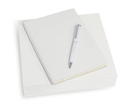 A5 Hard Cover Notebook With Pen - White - Novelty