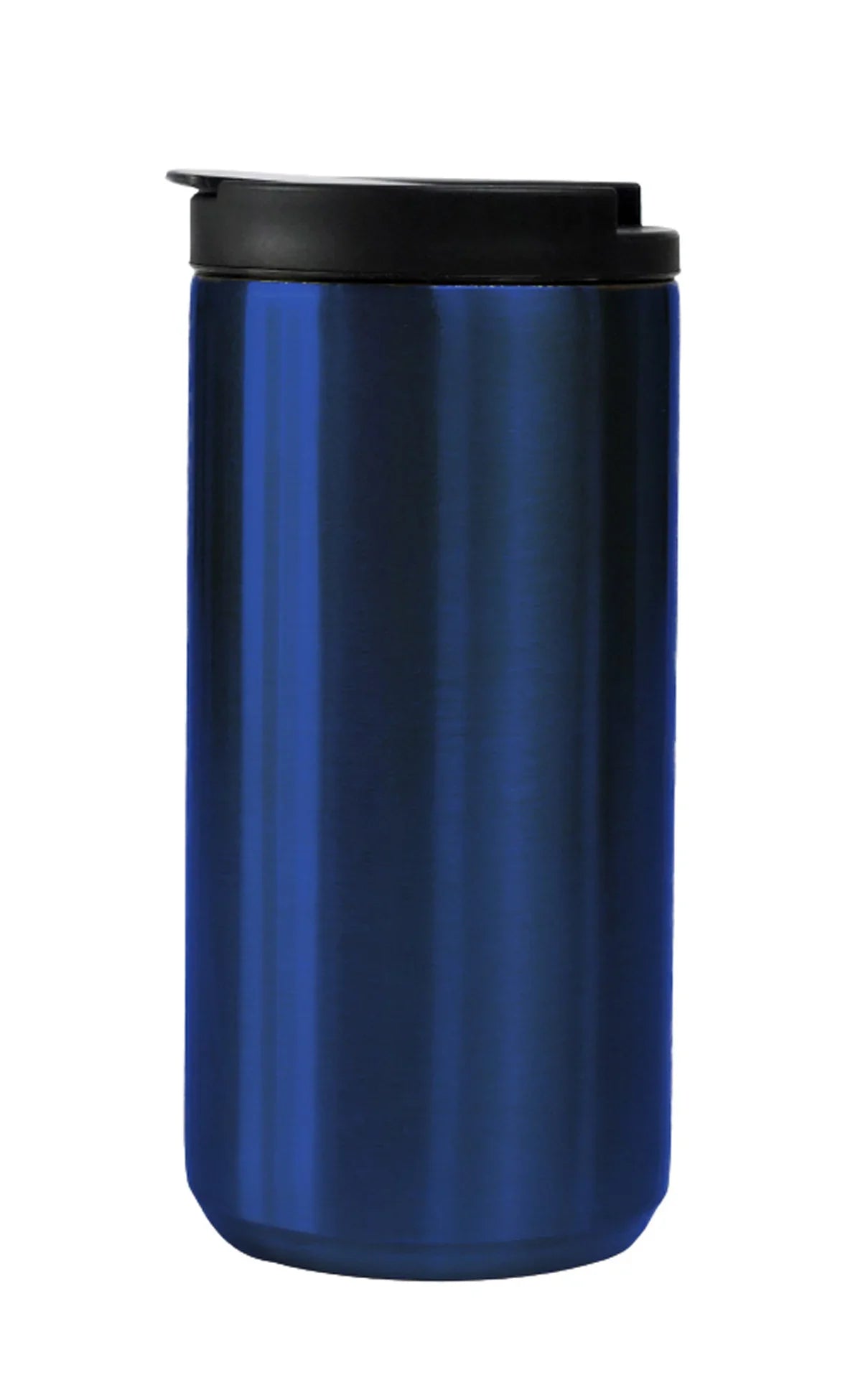 Blue stainless steel travel cup with black lid designed for on-the-go use Stainless Steel Tumbler 380ml