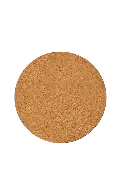Round natural cork mat ideal for protecting surfaces, shown here as part of Tea Coaster Cork-Square & Round set