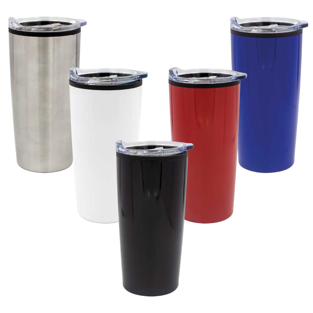 Custom Double-Wall Travel Mugs with Clear Lid – 500ml | Logo Printed Stainless Steel Mugs - Novelty