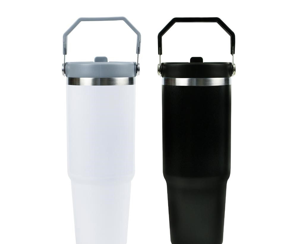 Tumbler with Handle & Straw SS Double Wall 900ml - Novelty