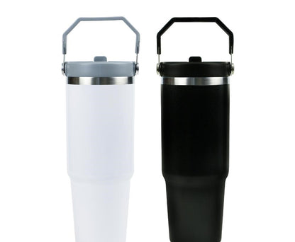 Tumbler with Handle & Straw SS Double Wall 900ml - Novelty