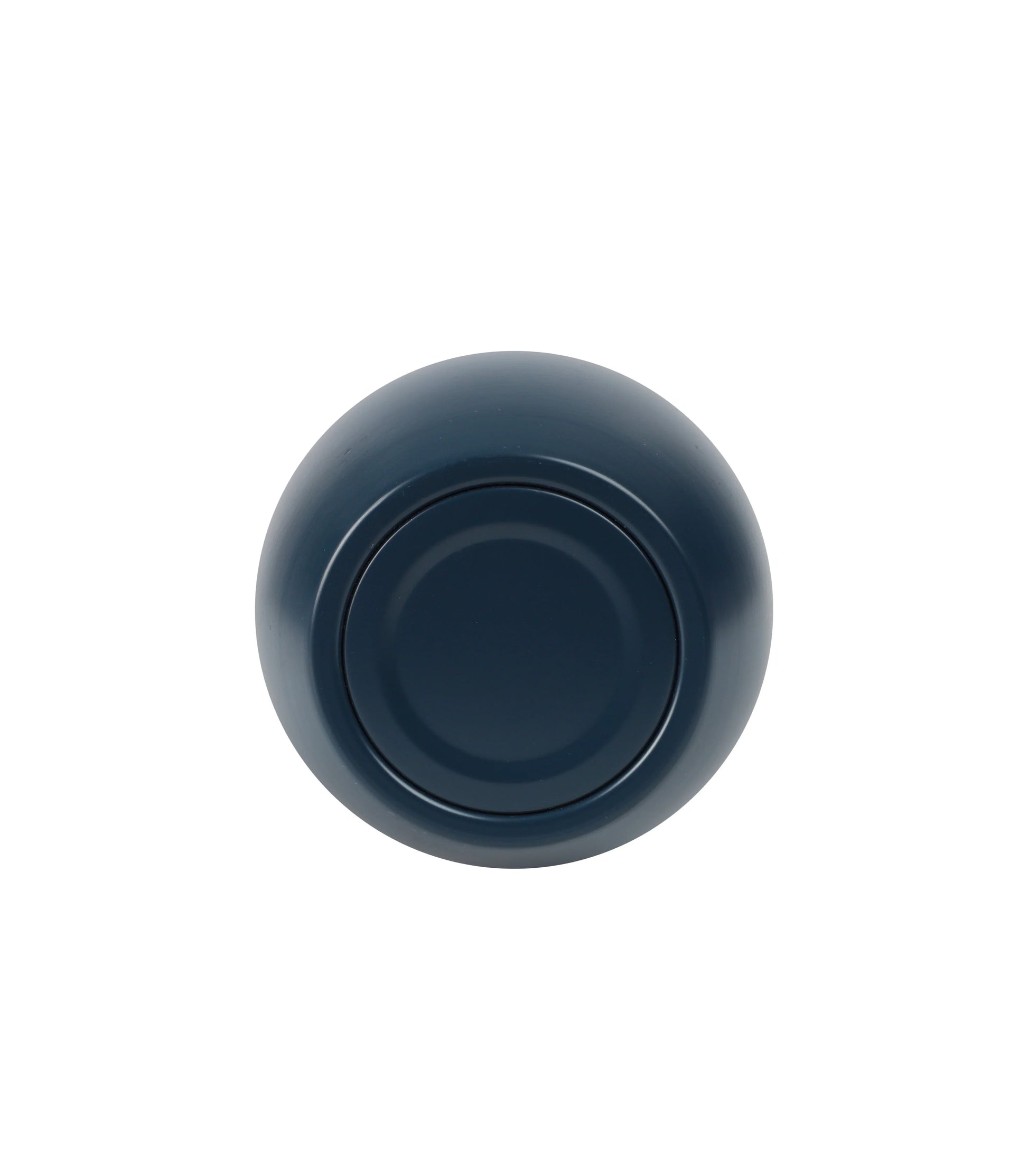 Top view of a sleek dark blue Tumbler with a smooth round lid against white background