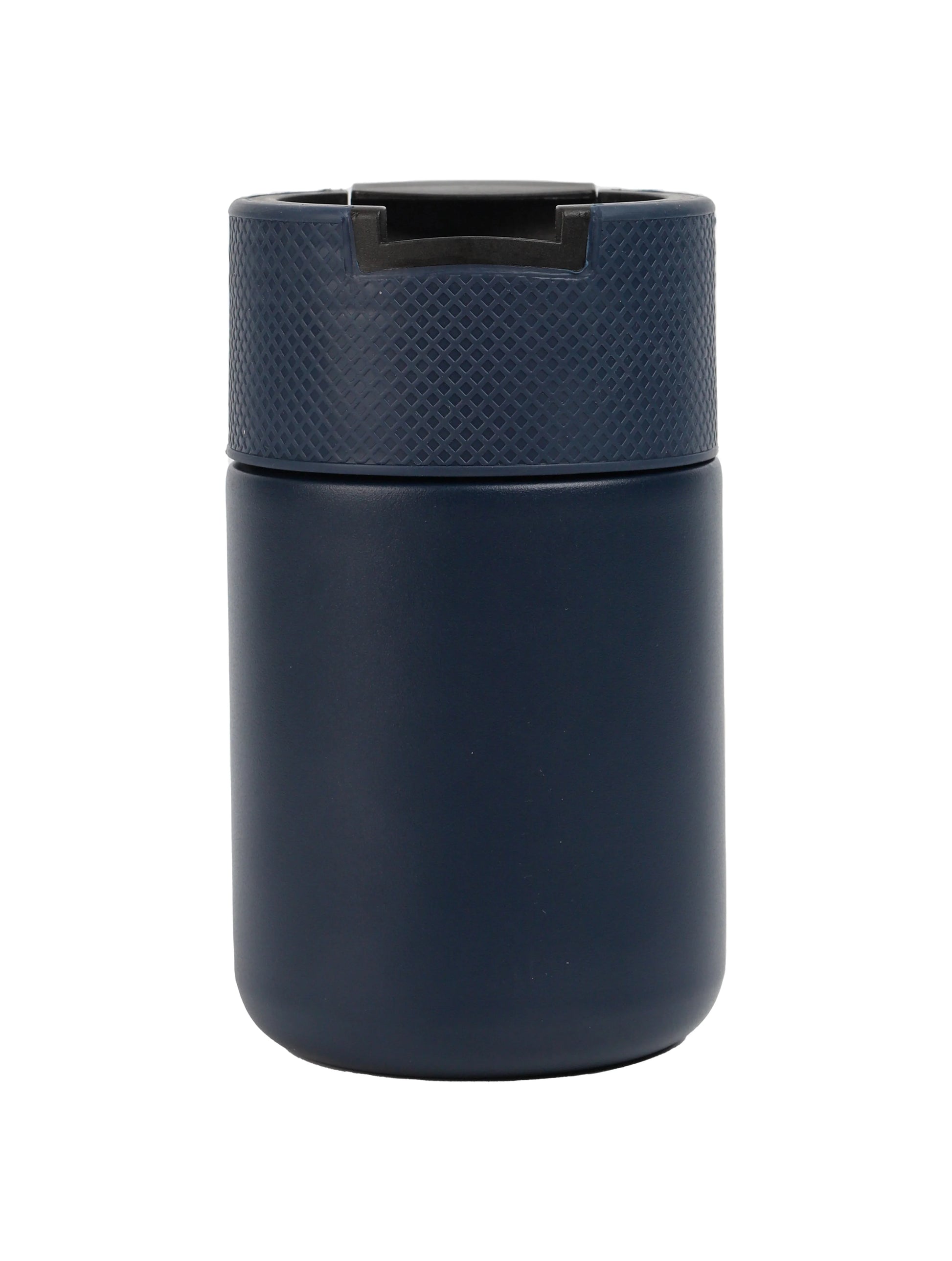Double Wall Stainless Steel Tumbler - Corporate Gift UAE | Novelty in navy blue with textured lid for temperature retention