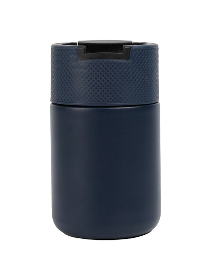 Double Wall Stainless Steel Tumbler - Corporate Gift UAE | Novelty in navy blue with textured lid for temperature retention