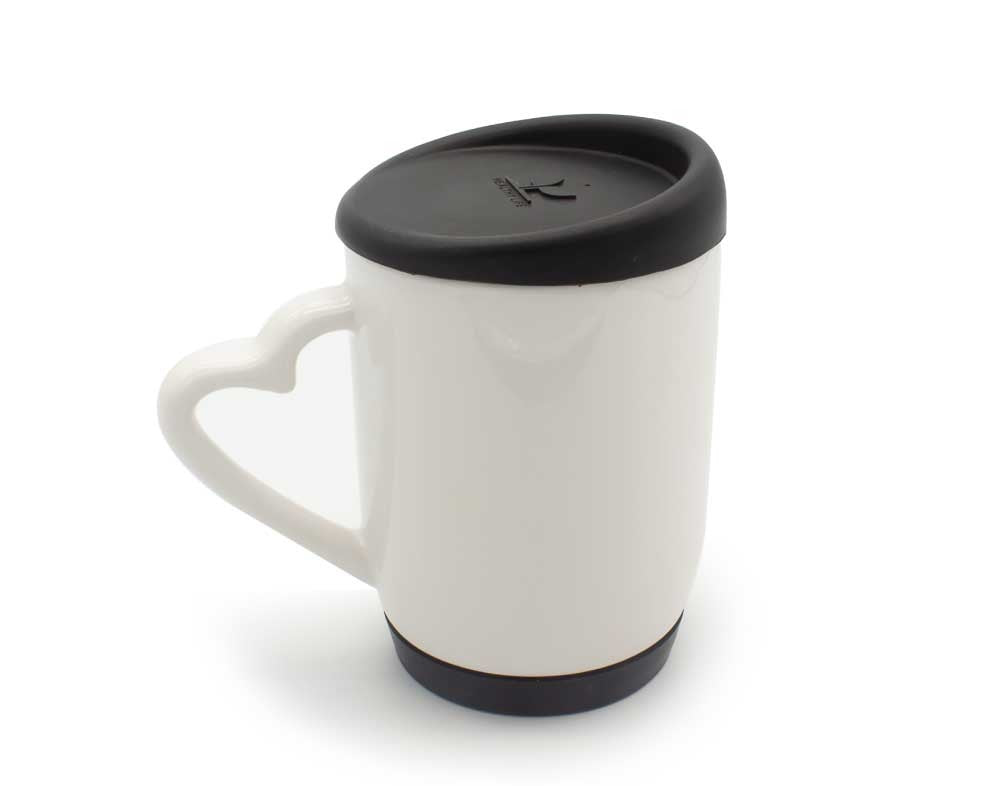 Custom White Ceramic Mugs with Silicone Cap & Base – Logo Printed Drinkware - Novelty