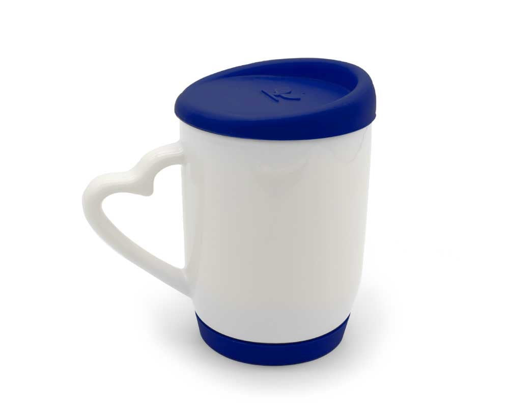 Custom White Ceramic Mugs with Silicone Cap & Base – Logo Printed Drinkware - Novelty